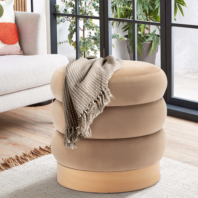 Wade Logan® Carra 18'' Wide Round Upholstered Pouf Ottoman & Reviews | Wayfair